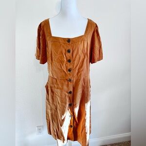 LOFT Terracotta Button-Front Midi Dress